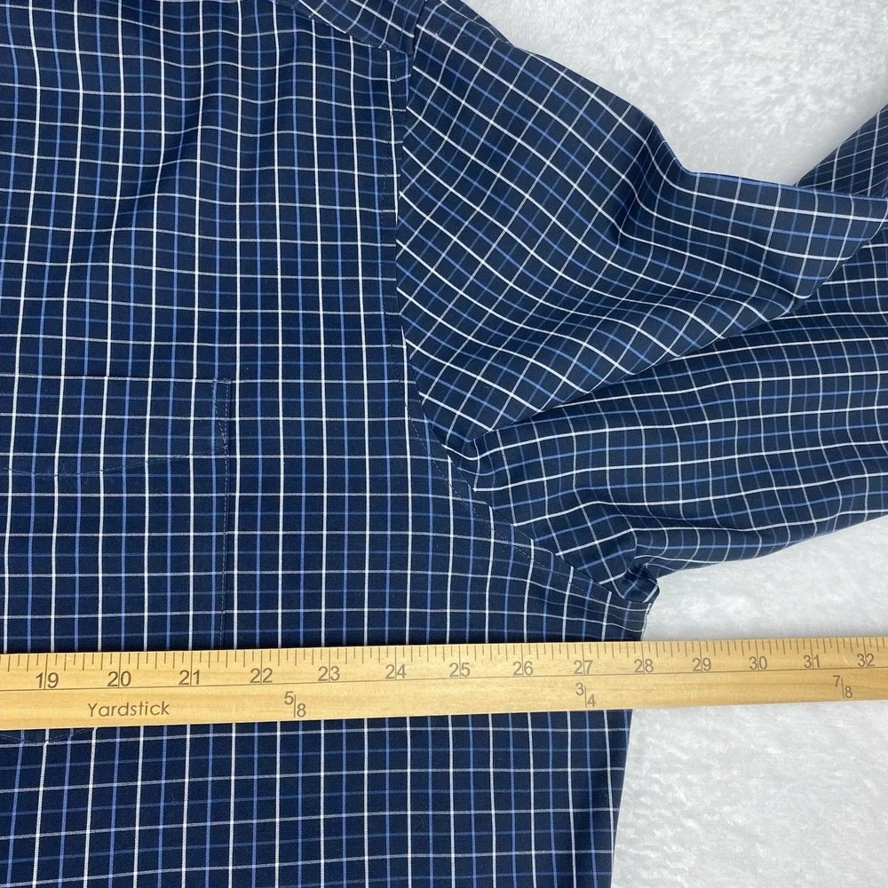 Eddie Bauer Shirt Mens 2XL Blue/White Checks Classic Fit Wrinkle Free